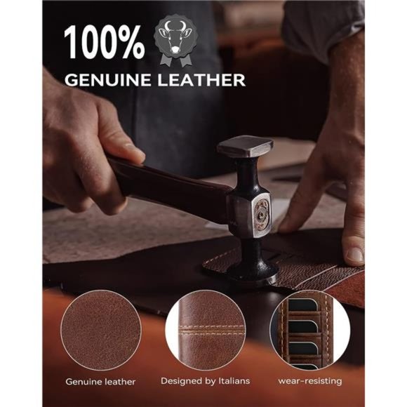 Men's Genuine Leather Bifold Wallet With RFID Blocking & Zipper Coin Pocket - Large Capacity, Coffee Brown - View #6